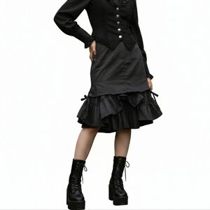 São Paulo Black Pinstripe Cargo Ruffle Maxi Skirt Drawstring Gorpcore Punk 6